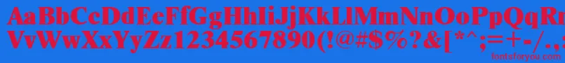 Newtonxctt-fontti – punaiset fontit sinisellä taustalla