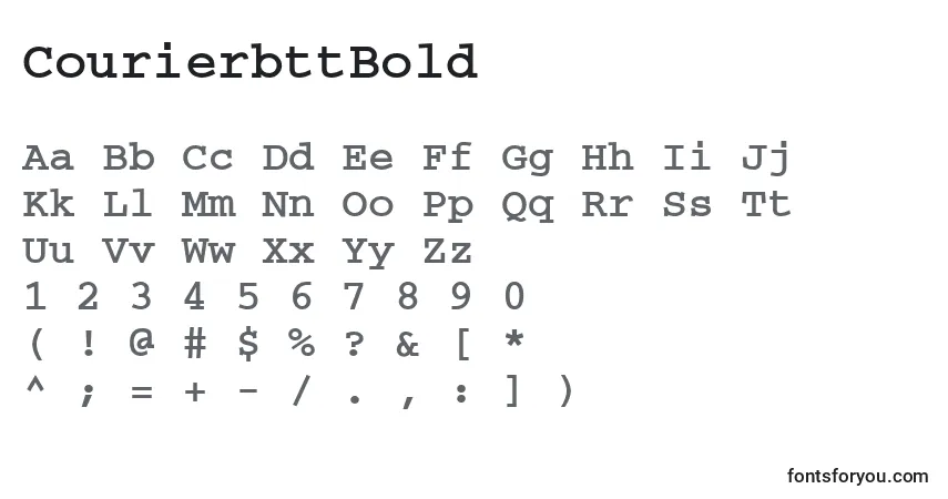 A fonte CourierbttBold – alfabeto, números, caracteres especiais