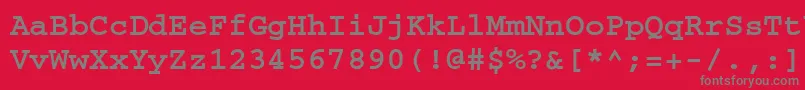 フォントCourierbttBold – 赤い背景に灰色の文字