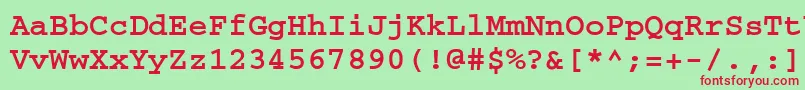 フォントCourierbttBold – 赤い文字の緑の背景