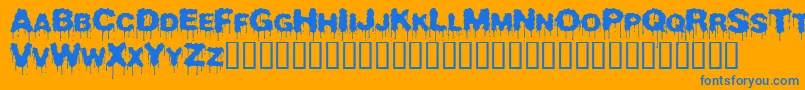 Beurk-Schriftart – Blaue Schriften auf orangefarbenem Hintergrund