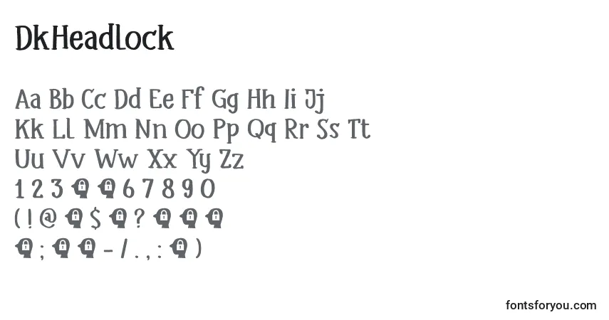 Schriftart DkHeadlock – Alphabet, Zahlen, spezielle Symbole
