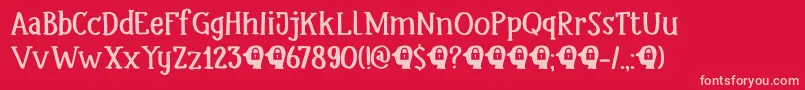 DkHeadlock-fontti – vaaleanpunaiset fontit punaisella taustalla