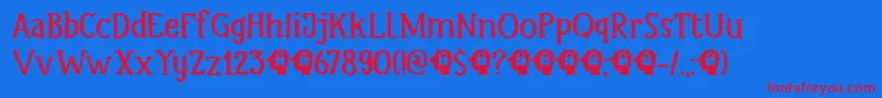 DkHeadlock Font – Red Fonts on Blue Background