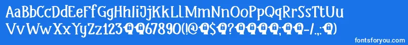 DkHeadlock-Schriftart – Weiße Schriften auf blauem Hintergrund