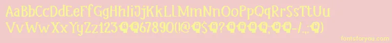 DkHeadlock-fontti – keltaiset fontit vaaleanpunaisella taustalla