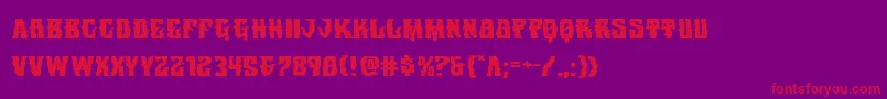 フォントWarlocksaleexpand – 紫の背景に赤い文字