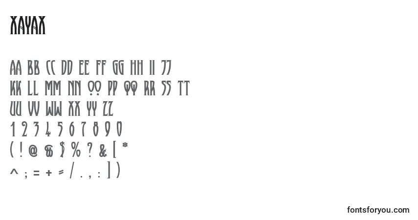 Schriftart Xayax – Alphabet, Zahlen, spezielle Symbole