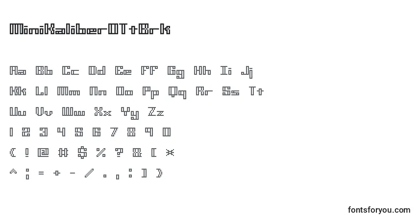 A fonte MiniKaliberOTtBrk – alfabeto, números, caracteres especiais