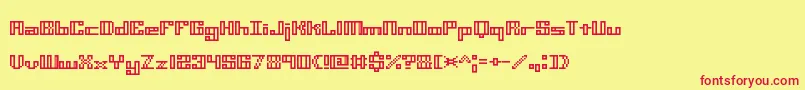 MiniKaliberOTtBrk Font – Red Fonts on Yellow Background