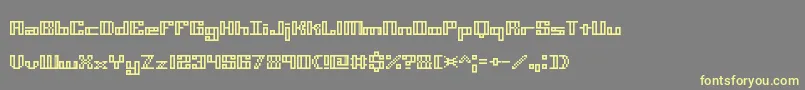 MiniKaliberOTtBrk-fontti – keltaiset fontit harmaalla taustalla
