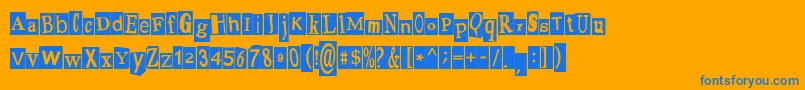 PaulsRansomNote Font – Blue Fonts on Orange Background