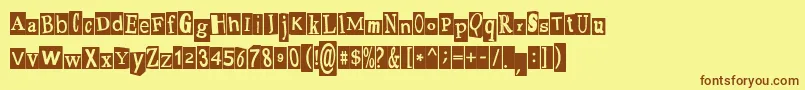 PaulsRansomNote Font – Brown Fonts on Yellow Background