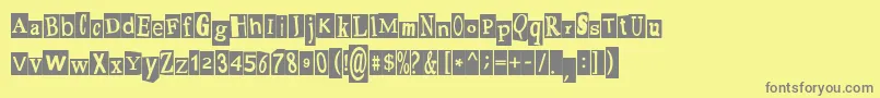 PaulsRansomNote Font – Gray Fonts on Yellow Background