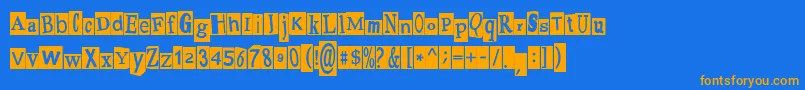 PaulsRansomNote Font – Orange Fonts on Blue Background