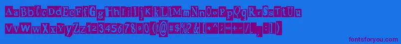 PaulsRansomNote Font – Purple Fonts on Blue Background