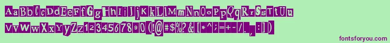 PaulsRansomNote Font – Purple Fonts on Green Background