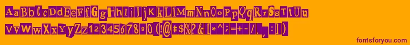 PaulsRansomNote Font – Purple Fonts on Orange Background