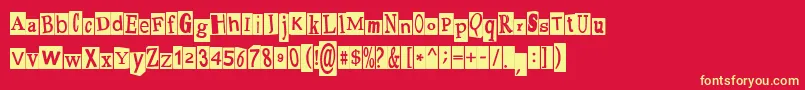 PaulsRansomNote Font – Yellow Fonts on Red Background