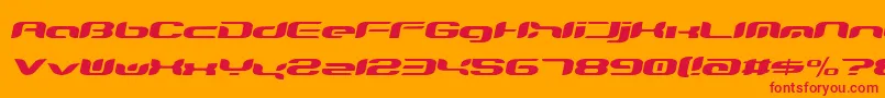 Teknikohlremix01Oblique-Schriftart – Rote Schriften auf orangefarbenem Hintergrund