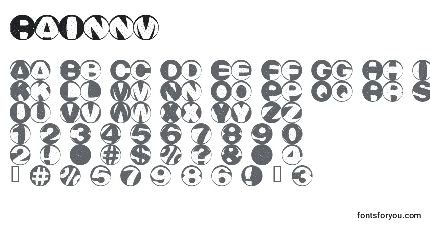 A fonte Rainnm – alfabeto, números, caracteres especiais