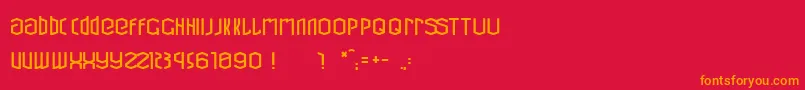 CubicRefit-Schriftart – Orangefarbene Schriften auf rotem Hintergrund