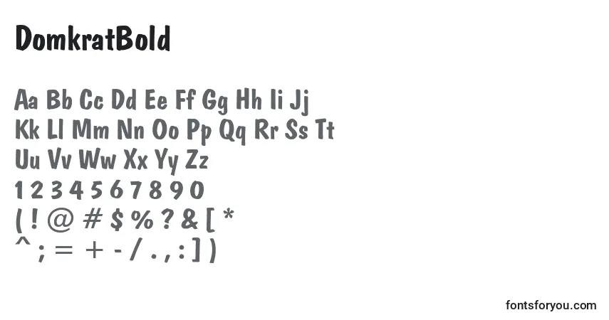 A fonte DomkratBold – alfabeto, números, caracteres especiais