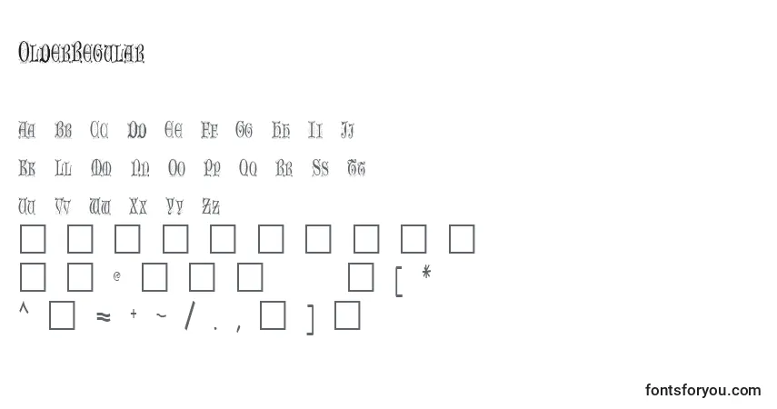 Czcionka OlderRegular – alfabet, cyfry, specjalne znaki