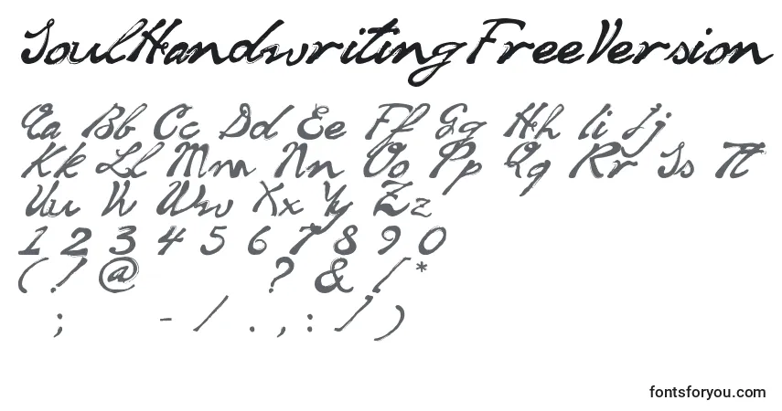 Schriftart SoulHandwritingFreeVersion – Alphabet, Zahlen, spezielle Symbole