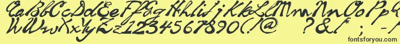 Fonte SoulHandwritingFreeVersion – fontes pretas em um fundo amarelo