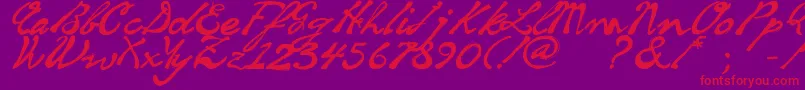 SoulHandwritingFreeVersion-Schriftart – Rote Schriften auf violettem Hintergrund