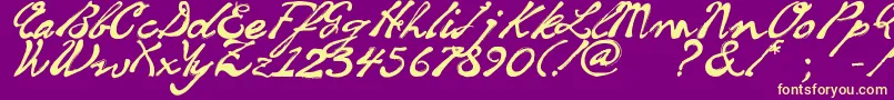 Fonte SoulHandwritingFreeVersion – fontes amarelas em um fundo roxo