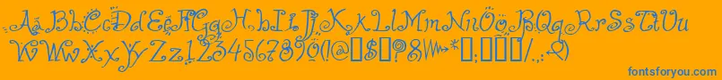 HelzapoppinTM Font – Blue Fonts on Orange Background