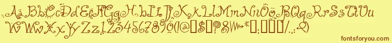 HelzapoppinTM Font – Brown Fonts on Yellow Background