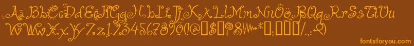 HelzapoppinTM Font – Orange Fonts on Brown Background