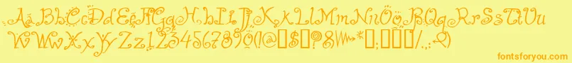 HelzapoppinTM Font – Orange Fonts on Yellow Background