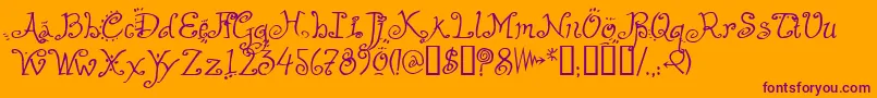 HelzapoppinTM Font – Purple Fonts on Orange Background