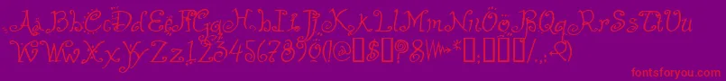 HelzapoppinTM-Schriftart – Rote Schriften auf violettem Hintergrund