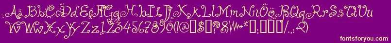 HelzapoppinTM Font – Yellow Fonts on Purple Background