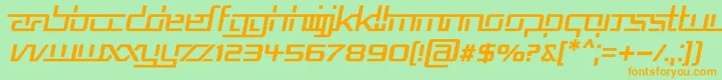 RepublikaVItalic-Schriftart – Orangefarbene Schriften auf grünem Hintergrund