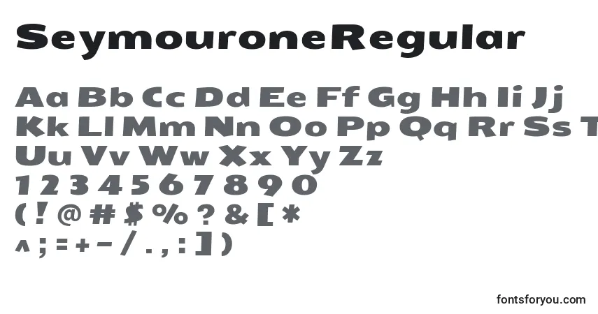 A fonte SeymouroneRegular – alfabeto, números, caracteres especiais