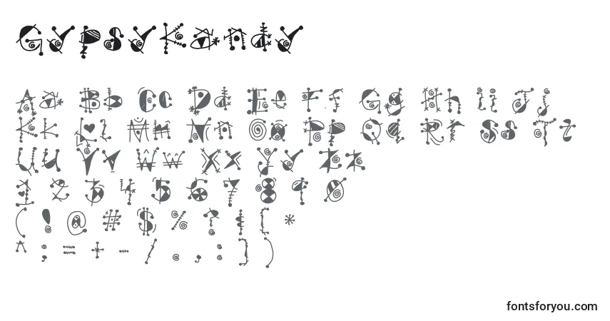 A fonte GypsyKandy – alfabeto, números, caracteres especiais