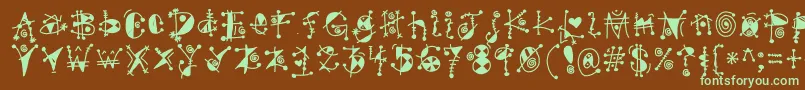 Czcionka GypsyKandy – zielone czcionki na brązowym tle