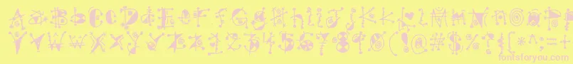 Fonte GypsyKandy – fontes rosa em um fundo amarelo