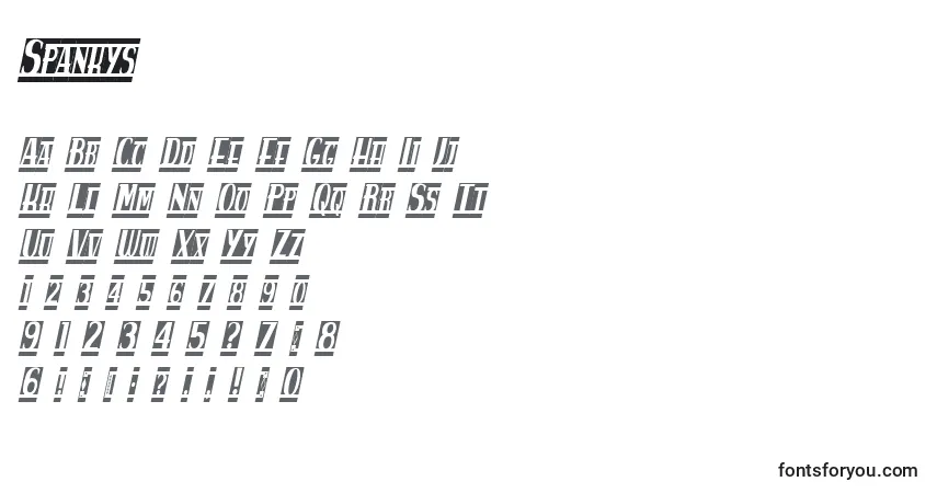 characters of spankys font, letter of spankys font, alphabet of  spankys font