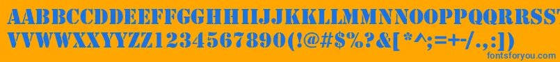 Larchmere Font – Blue Fonts on Orange Background