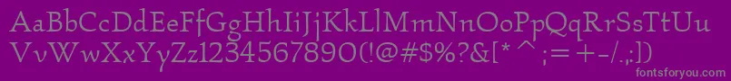 Fonte KallosItcBook – fontes cinzas em um fundo violeta