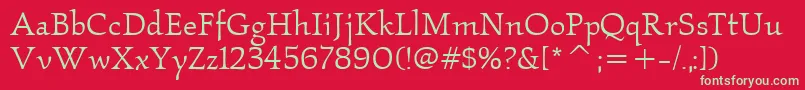 フォントKallosItcBook – 赤い背景に緑の文字