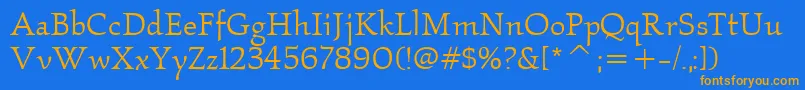 KallosItcBook Font – Orange Fonts on Blue Background