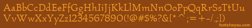 KallosItcBook Font – Orange Fonts on Brown Background